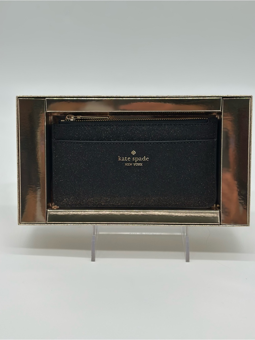 kate spade Gold Glitter Wristlet with Subtle Black Label - Picture 5 of 5